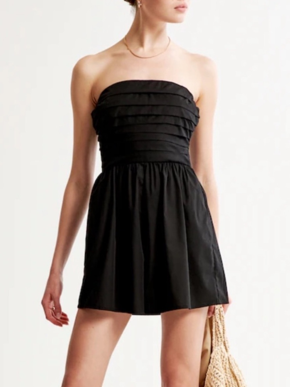 Abercrombie & Fitch Emerson Ruched Strapless Romper Size Large Black